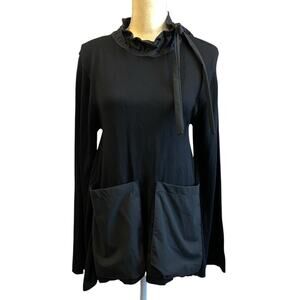 MEIMEIJ Black Long Sleeves Tie Neck Blouse Top Womens Size Medium